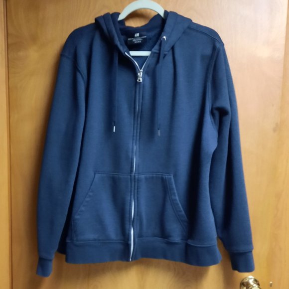 H&M Tops Hm Classic Black Zip Front Hoodie Sweatshirt Size Xl